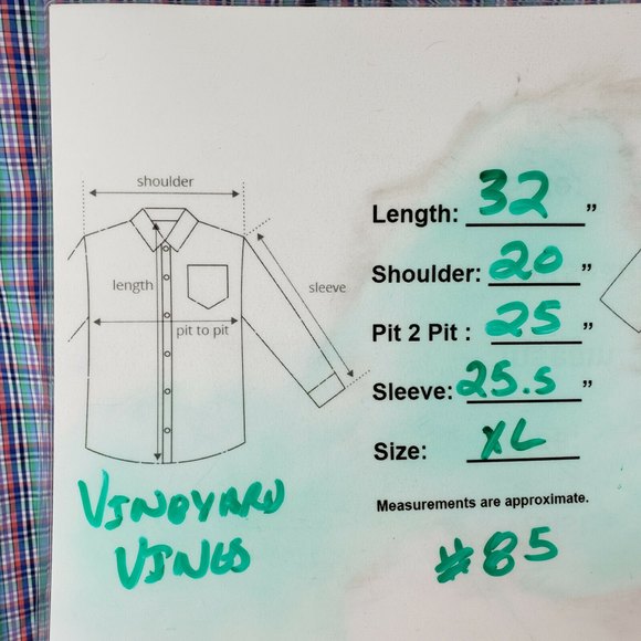 Vineyard Vines Mens XL Slim Fit Murray Shirt Button Down Front Multi Check EUC - Picture 3 of 10